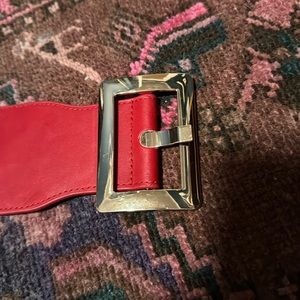 Stretchy wide red belt - silver buckle
